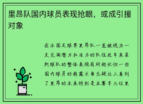 里昂队国内球员表现抢眼，或成引援对象